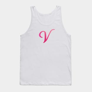 Letter V Monogram, Pink Color Personalized Design Tank Top